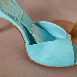 1950s Teal Ferncraft Spring-O-Lators Heels Shoes